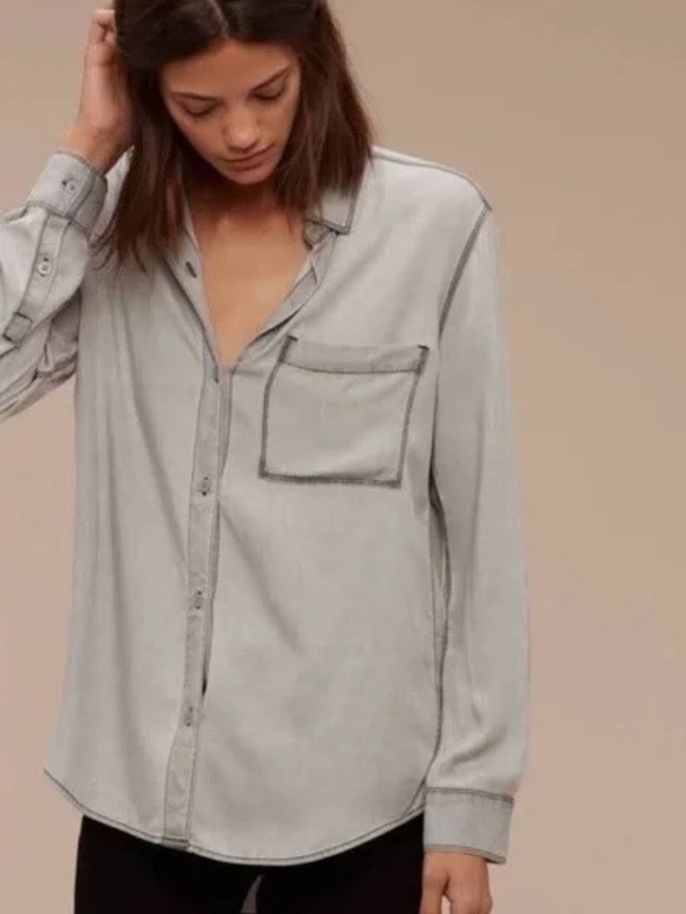 Talula Chambray Button Down Blouse